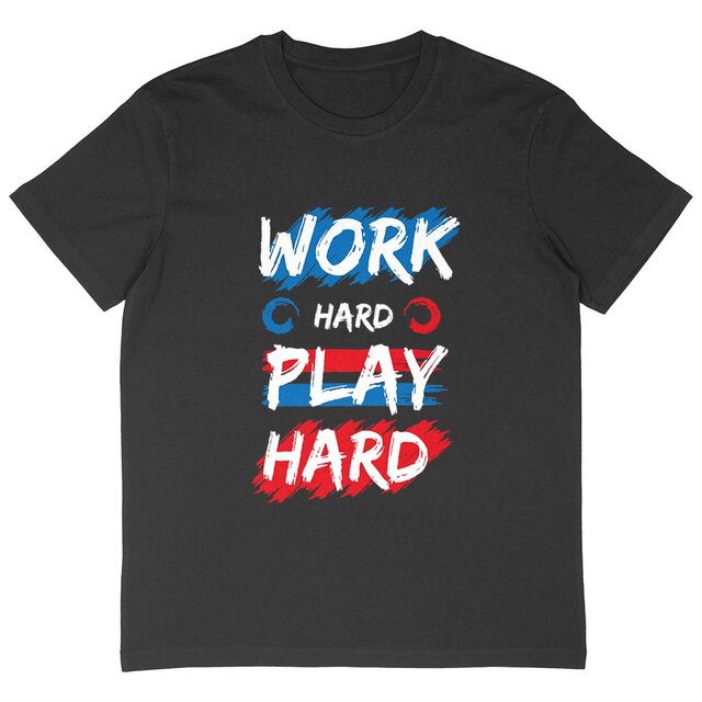 Image back T-shirt homme oversize work hard play hard