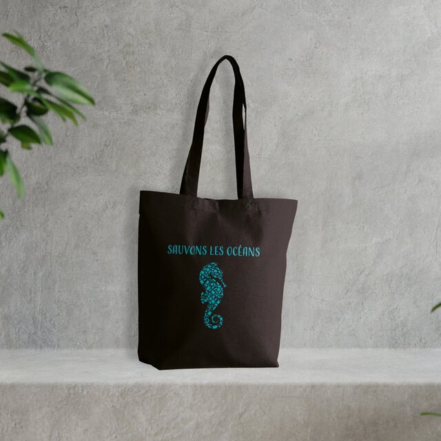 Image front Sac coton sauvons les océans hippocampe