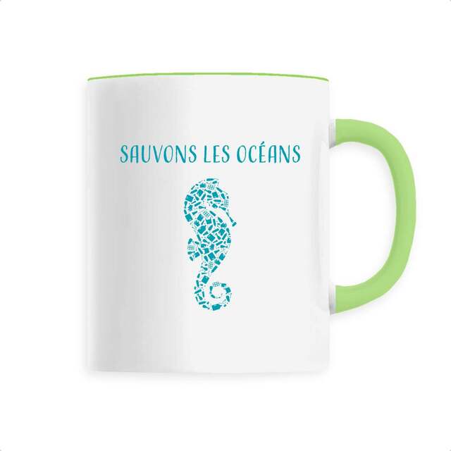 Image front Mug céramique sauvons les océans hippocampe