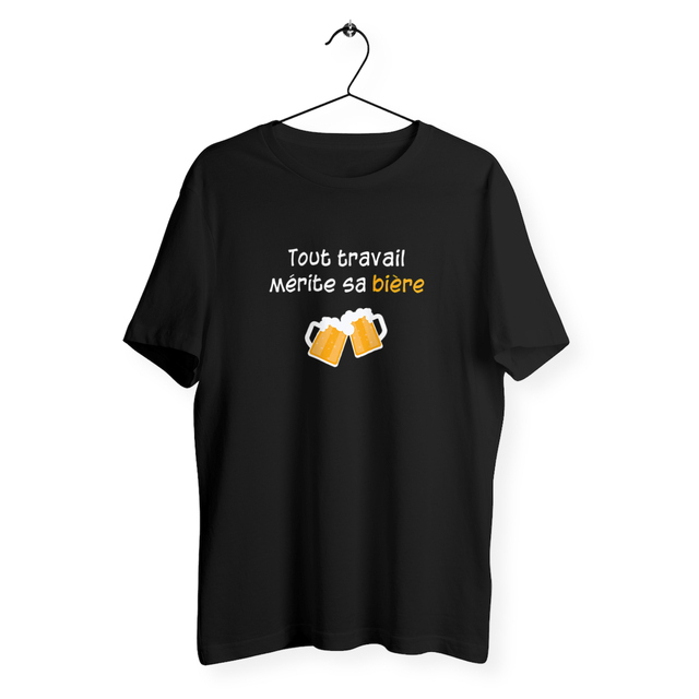 Image back T-shirt homme tout travail mérite sa bière