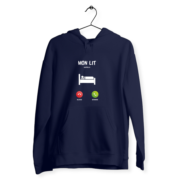 Image back Sweat unisexe mon lit m'appelle