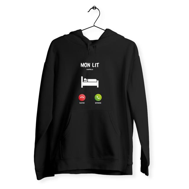 Image front Sweat unisexe mon lit m'appelle