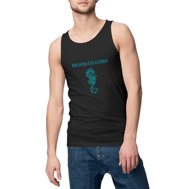 Image front Débardeur homme sauvons les océans hippocampe