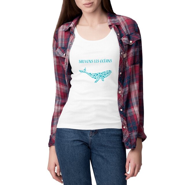 Image front Débardeur femme sauvons les océans baleine