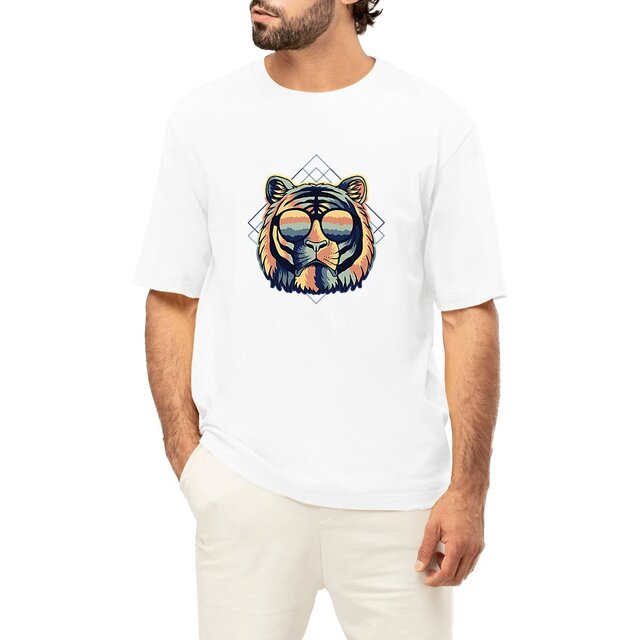 Image front T-shirt homme oversize tigre miami