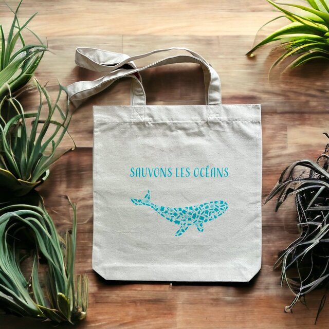 Image front Sac coton sauvons les océans baleine