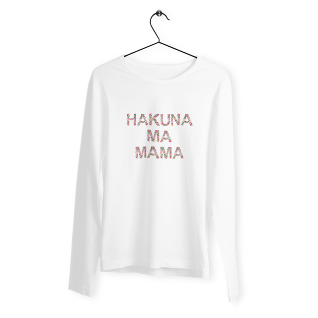 Image back T-shirt manches longues femme hakuna ma mama