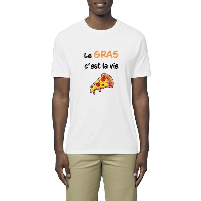 Image front T-shirt homme le gras c'est la vie