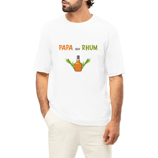 Image front T-shirt homme oversize papa au rhum