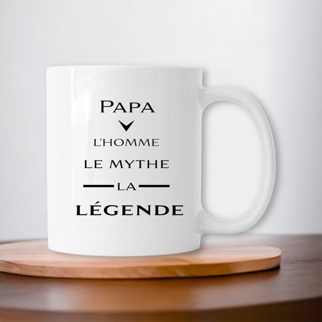 Image front Mug céramique papa la légende black