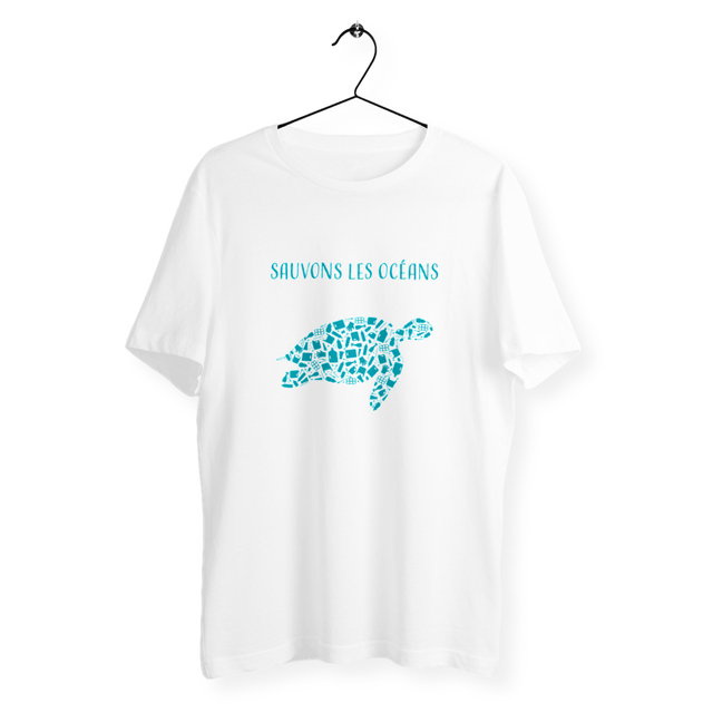 Image back T-shirt homme sauvons les océans tortue
