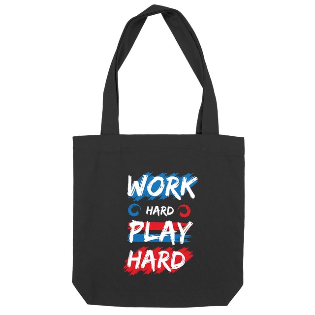 Image back Sac coton work hard play hard