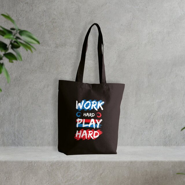 Image front Sac coton work hard play hard