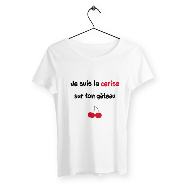 Image back T-shirt femme je suis la cerise sur ton gâteau