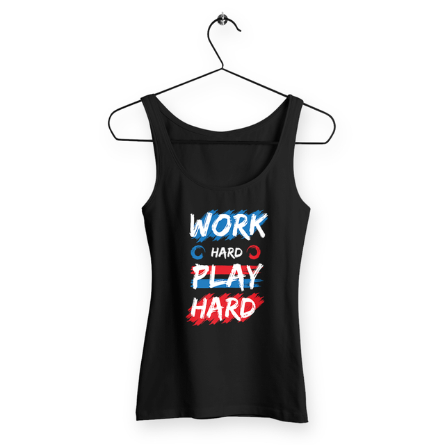 Image back Débardeur femme work hard play hard