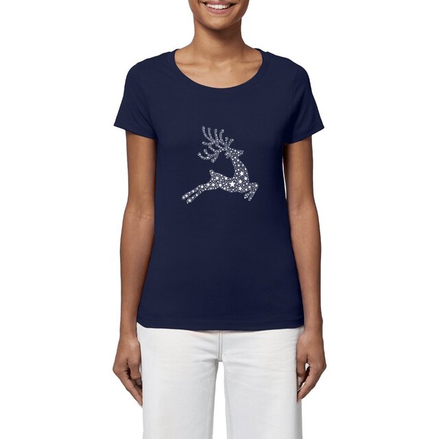 Image front T-shirt femme renne étoilé
