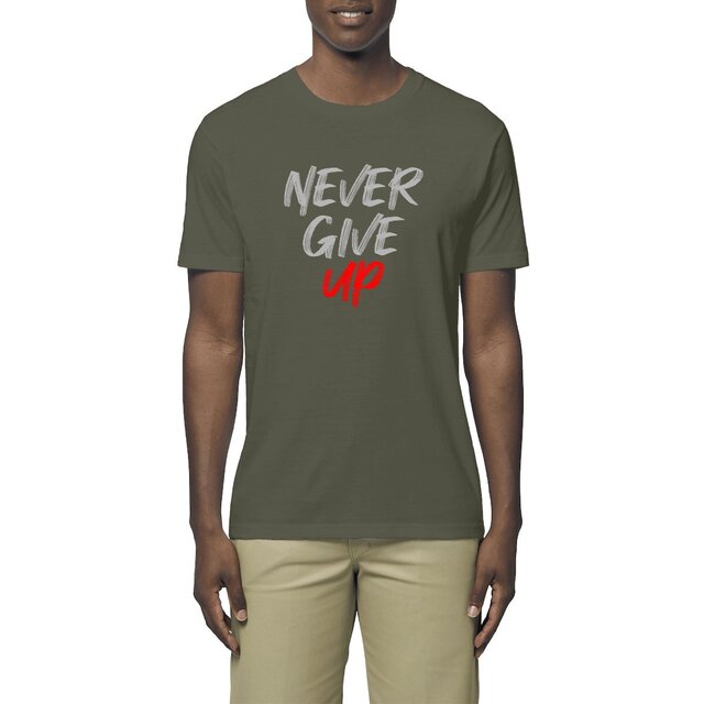 Image front T-shirt homme never give up