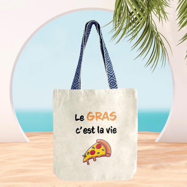 Image front Sac coton ethnique le gras c'est la vie