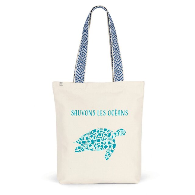 Image back Sac coton ethnique sauvons les océans tortue