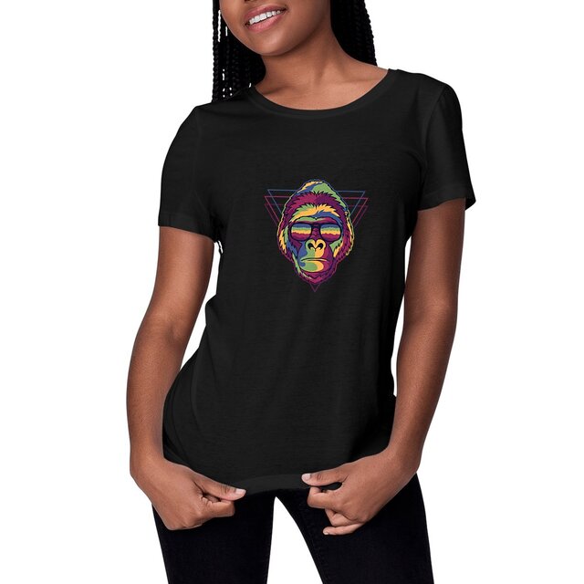 Image front T-shirt femme gorille miami