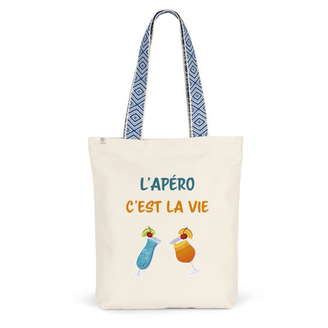 Image back Sac coton ethnique l'apéro c'est la vie