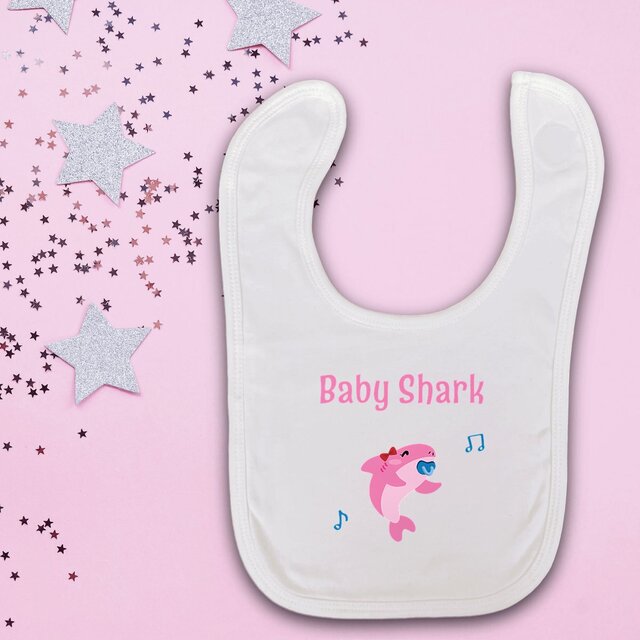 Image front Bavoir baby shark rose