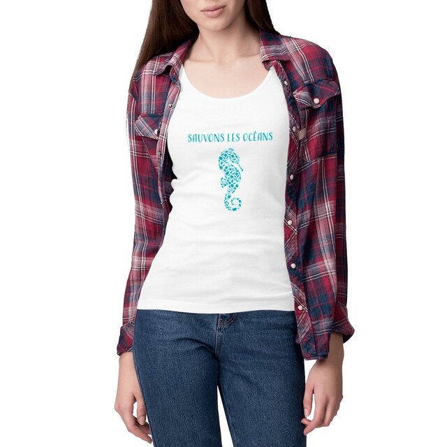 Image front Débardeur femme sauvons les océans hippocampe
