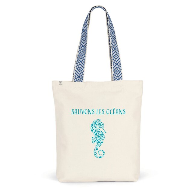 Image back Sac coton ethnique sauvons les océans hippocampe