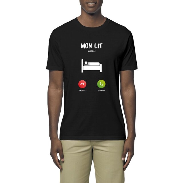 Image front T-shirt homme mon lit m'appelle
