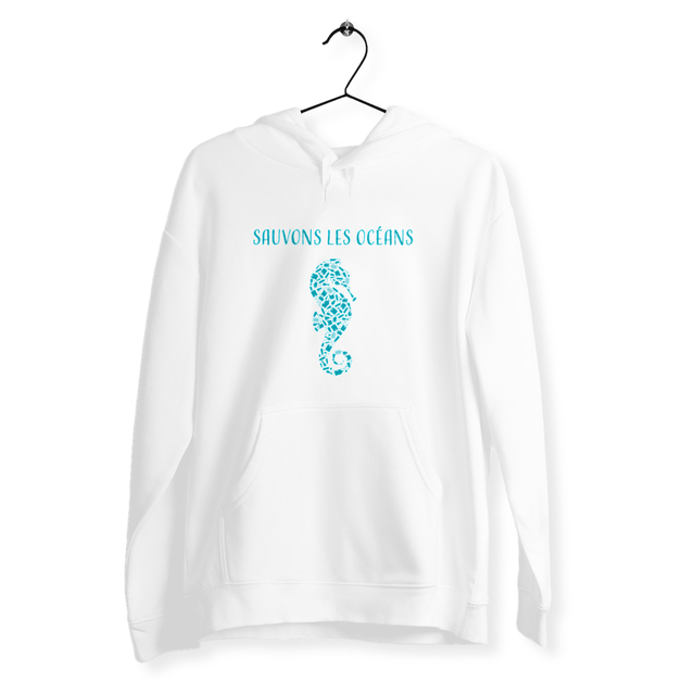Image front Sweat unisexe sauvons les océans hippocampe