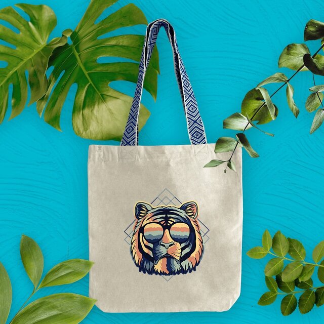 Image front Sac coton ethnique tigre miami
