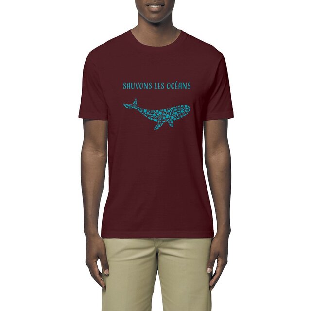 Image front T-shirt homme sauvons les océans baleine