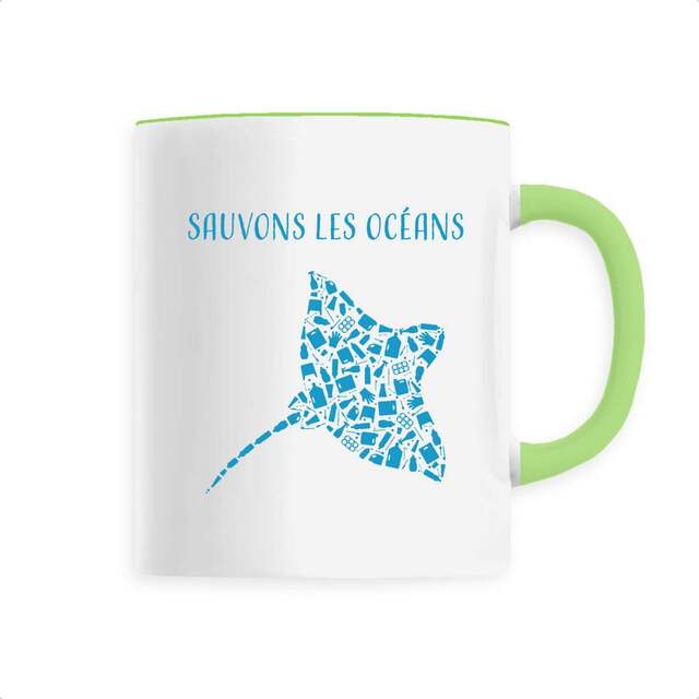Image front Mug céramique sauvons les océans manta