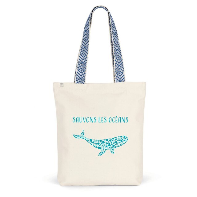 Image back Sac coton ethnique sauvons les océans baleine