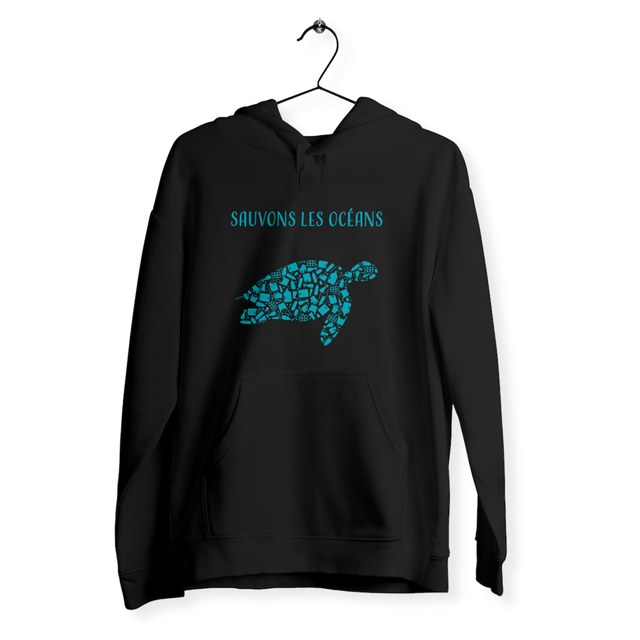 Image back Sweat unisexe sauvons les océans tortue