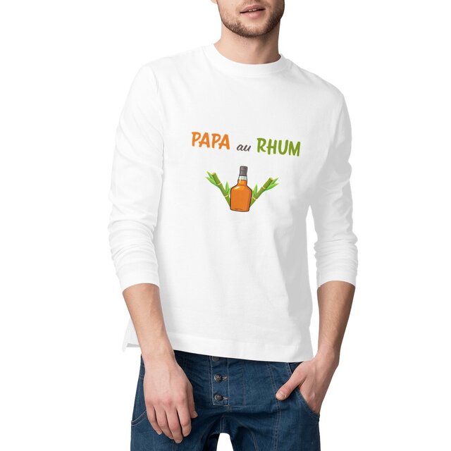 Image front T-shirt manches longues homme papa au rhum