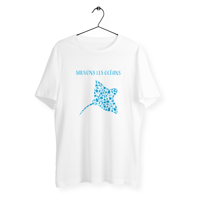 Image back T-shirt homme sauvons les océans manta