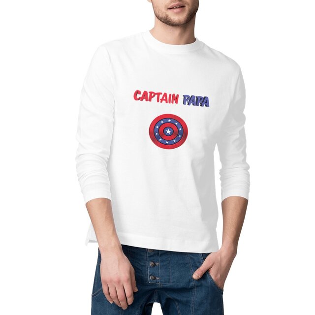 Image front T-shirt manches longues homme captain papa