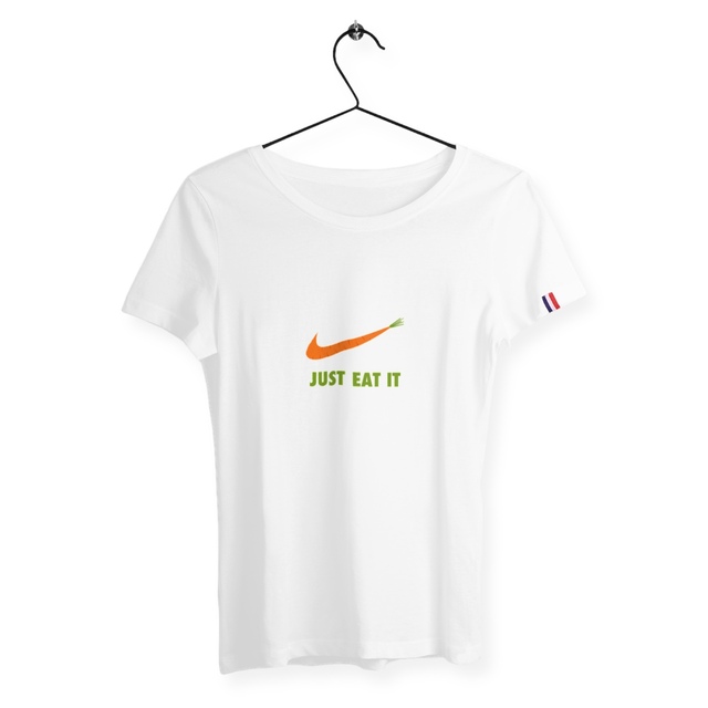 Image back T-shirt femme just eat it vert France édition
