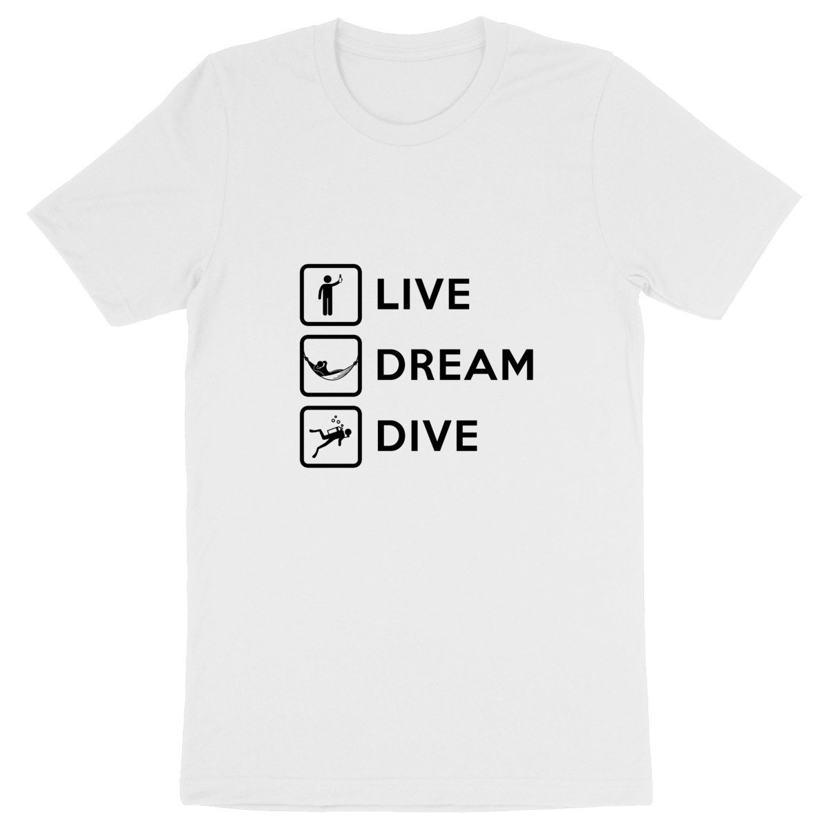 T-shirt plongée bio : Live Dream Dive