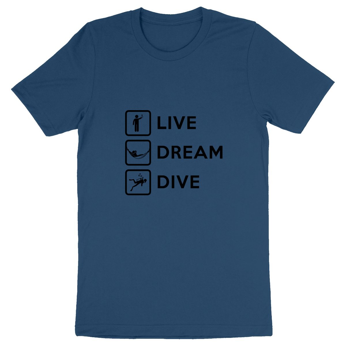 T-shirt plongée bio : Live Dream Dive