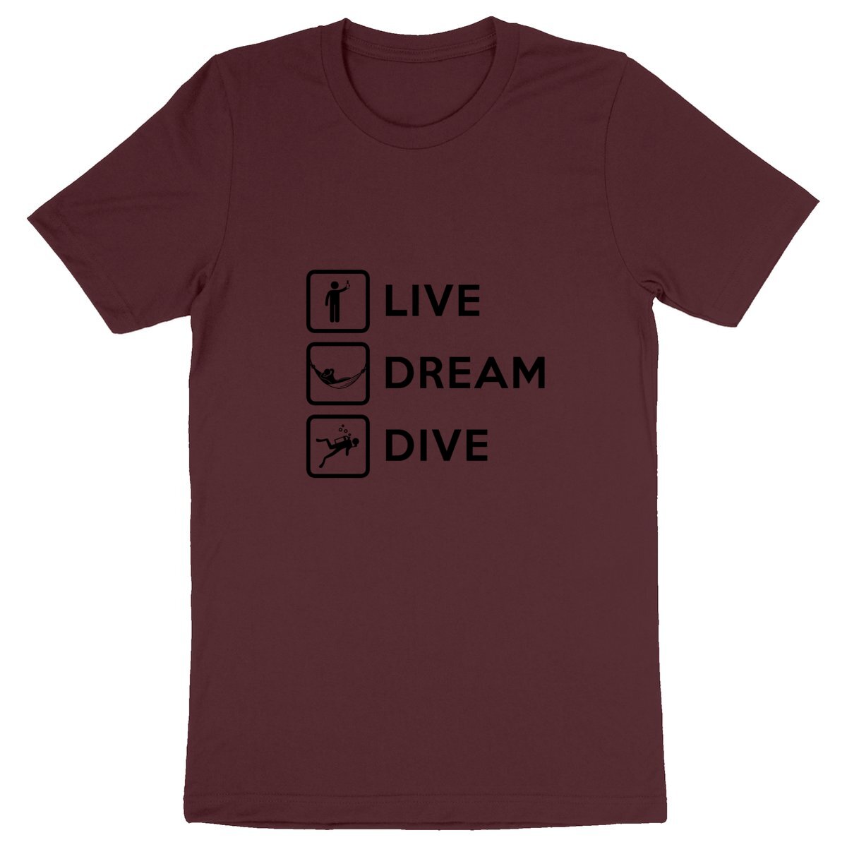 T-shirt plongée bio : Live Dream Dive