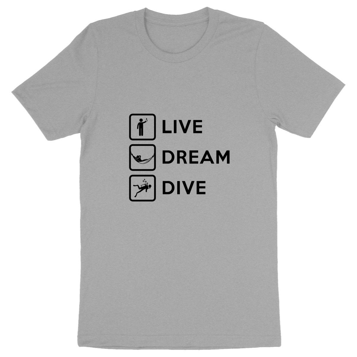 T-shirt plongée bio : Live Dream Dive