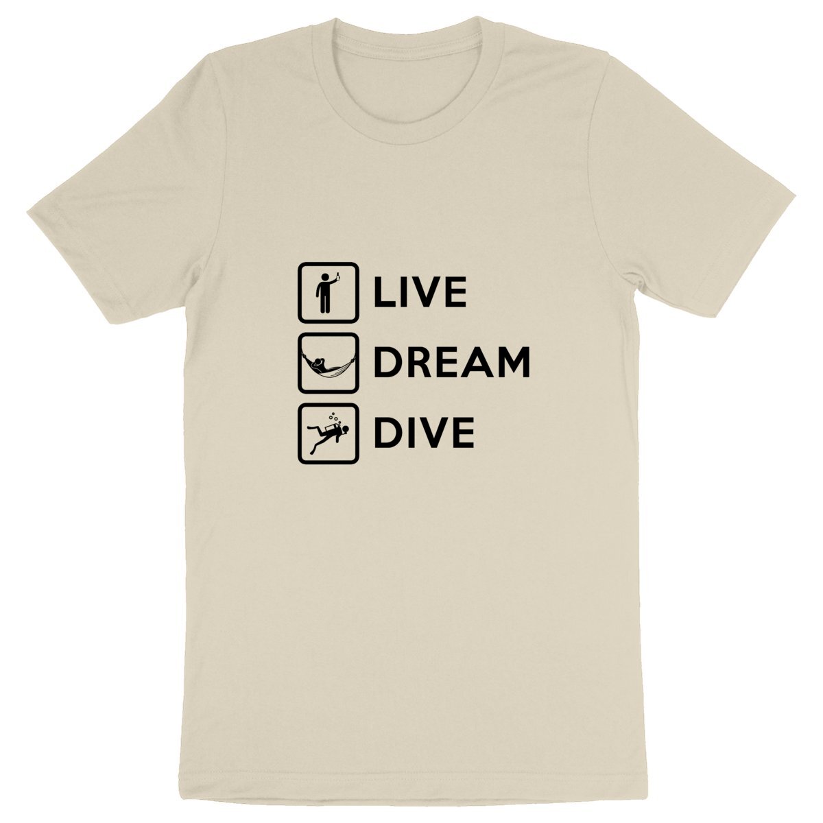 T-shirt plongée bio : Live Dream Dive