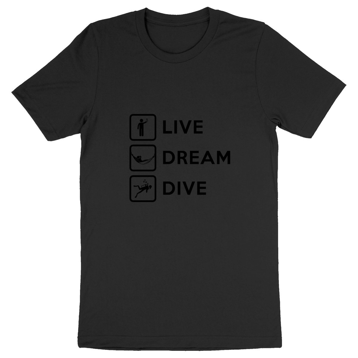 T-shirt plongée bio : Live Dream Dive