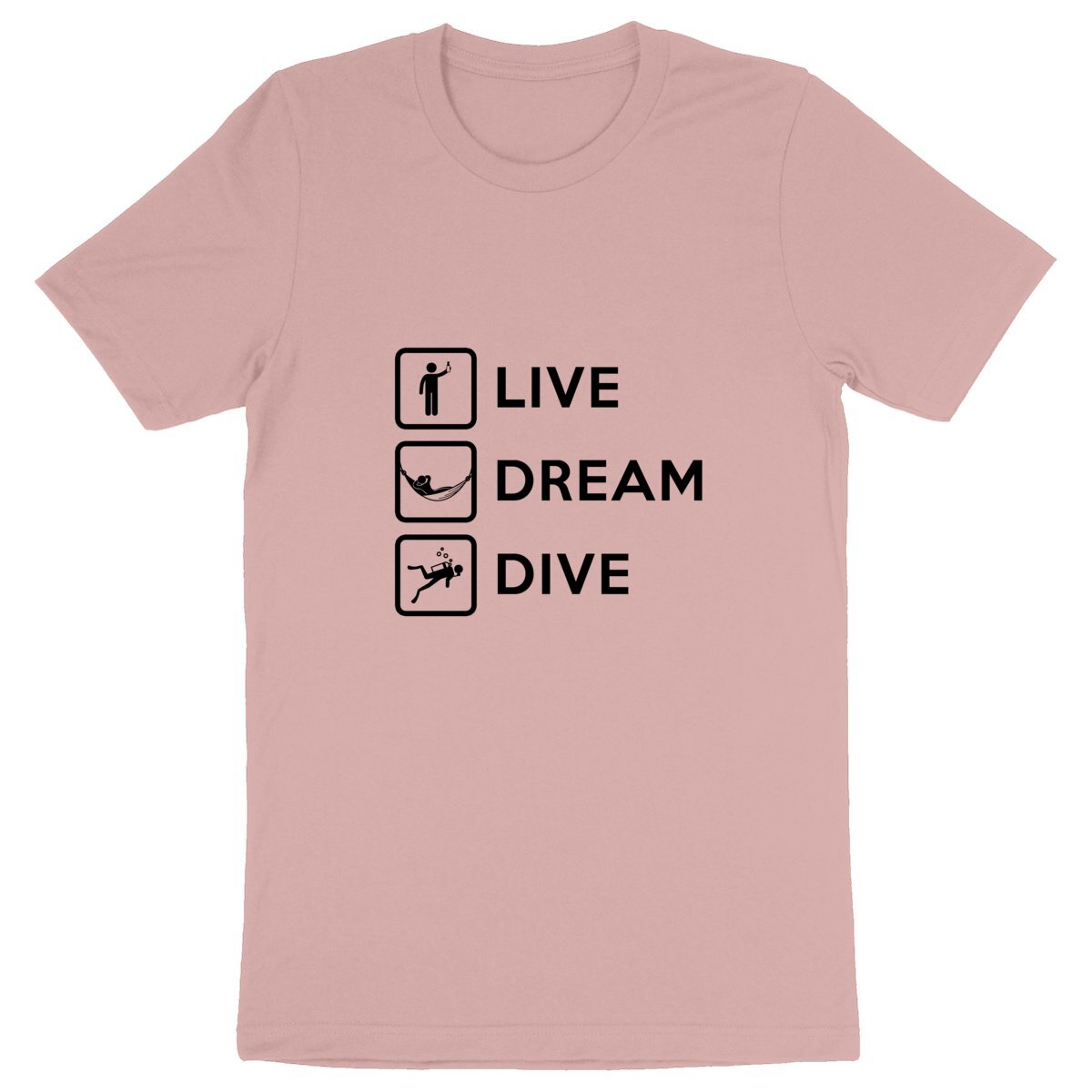 T-shirt plongée bio : Live Dream Dive