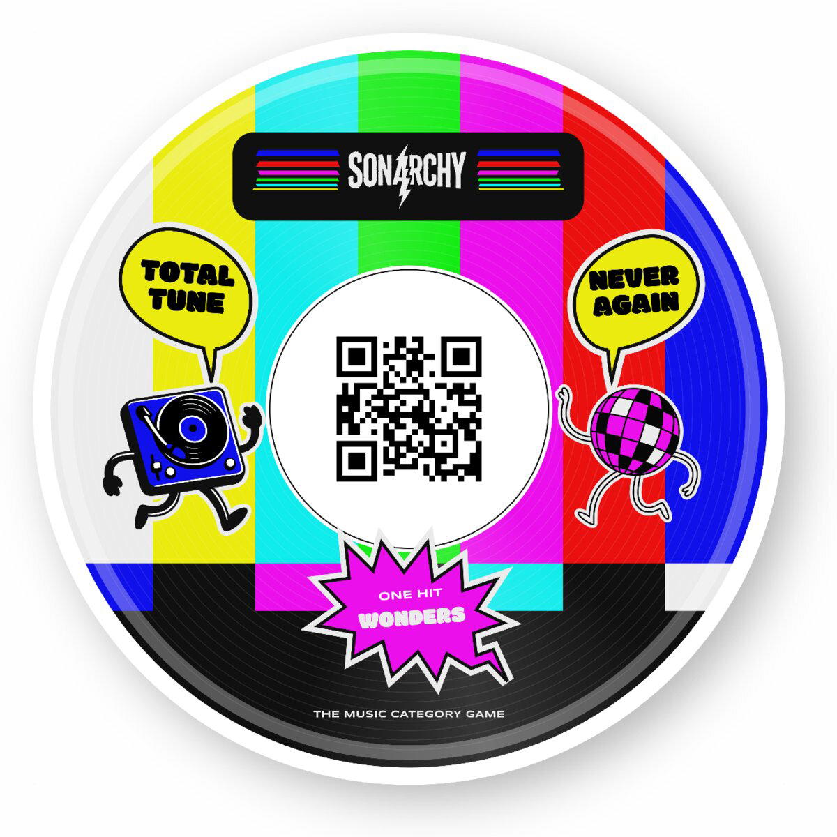 Round Sticker - Iconic One Hit Wonders Vinyl Design