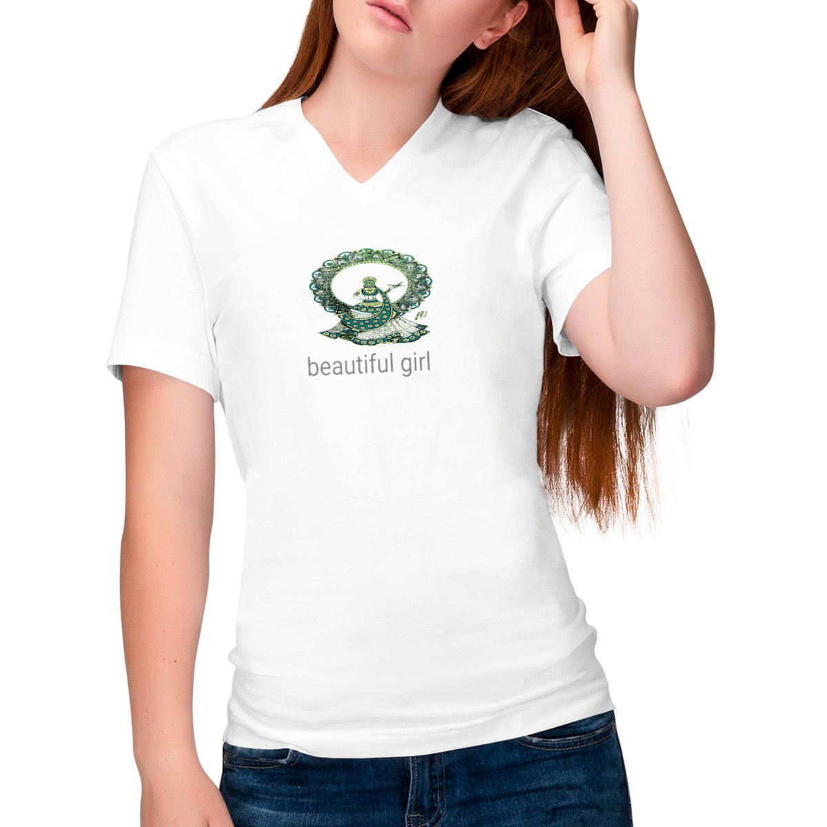 Image front Women's v-neck T-shirt Change...art DESIGN photography