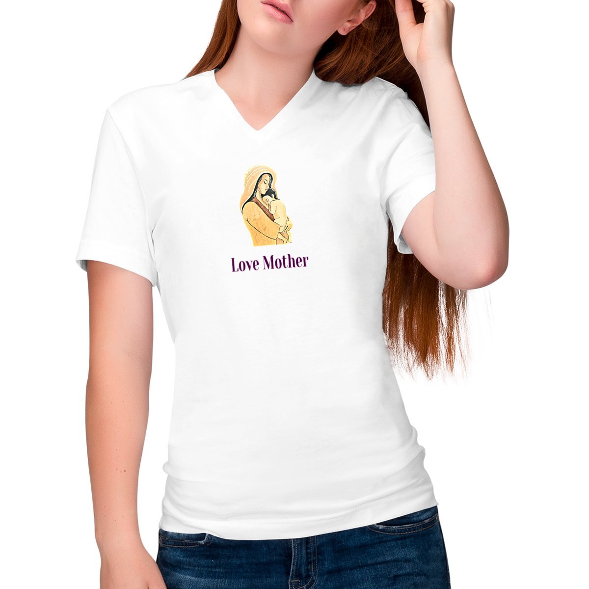 Image front Women's v-neck T-shirt ChangeLove mother best 