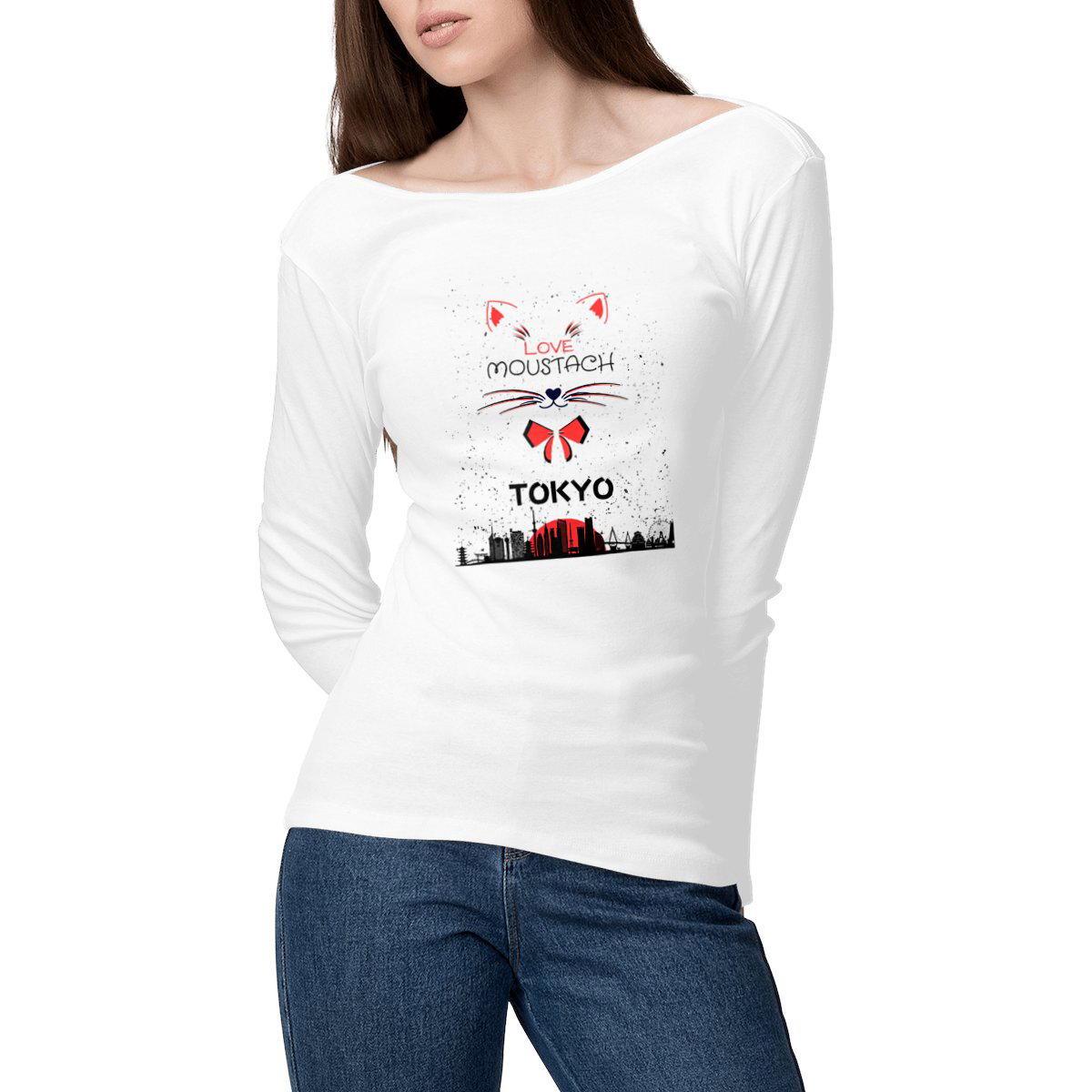 Image front T-SHIRT FEMME LOVE MOUSTACH A TOKYO